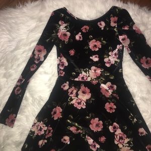 Floral velvet skater dress